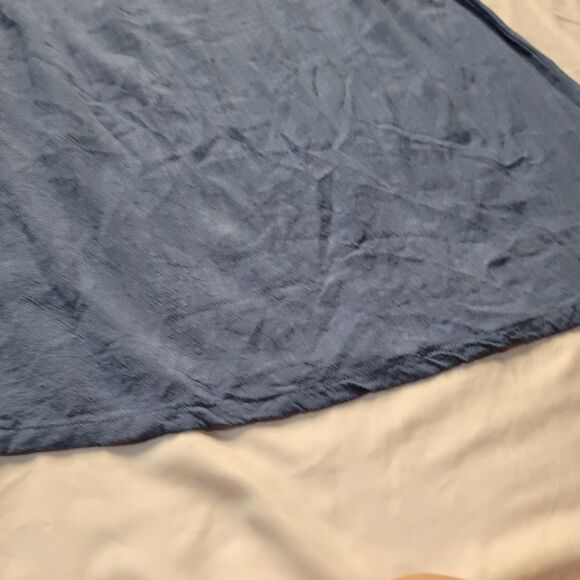 Chic Paper Crane blue A-line skirt - midi length, button down, tie belt, size: L - Picture 9 of 10